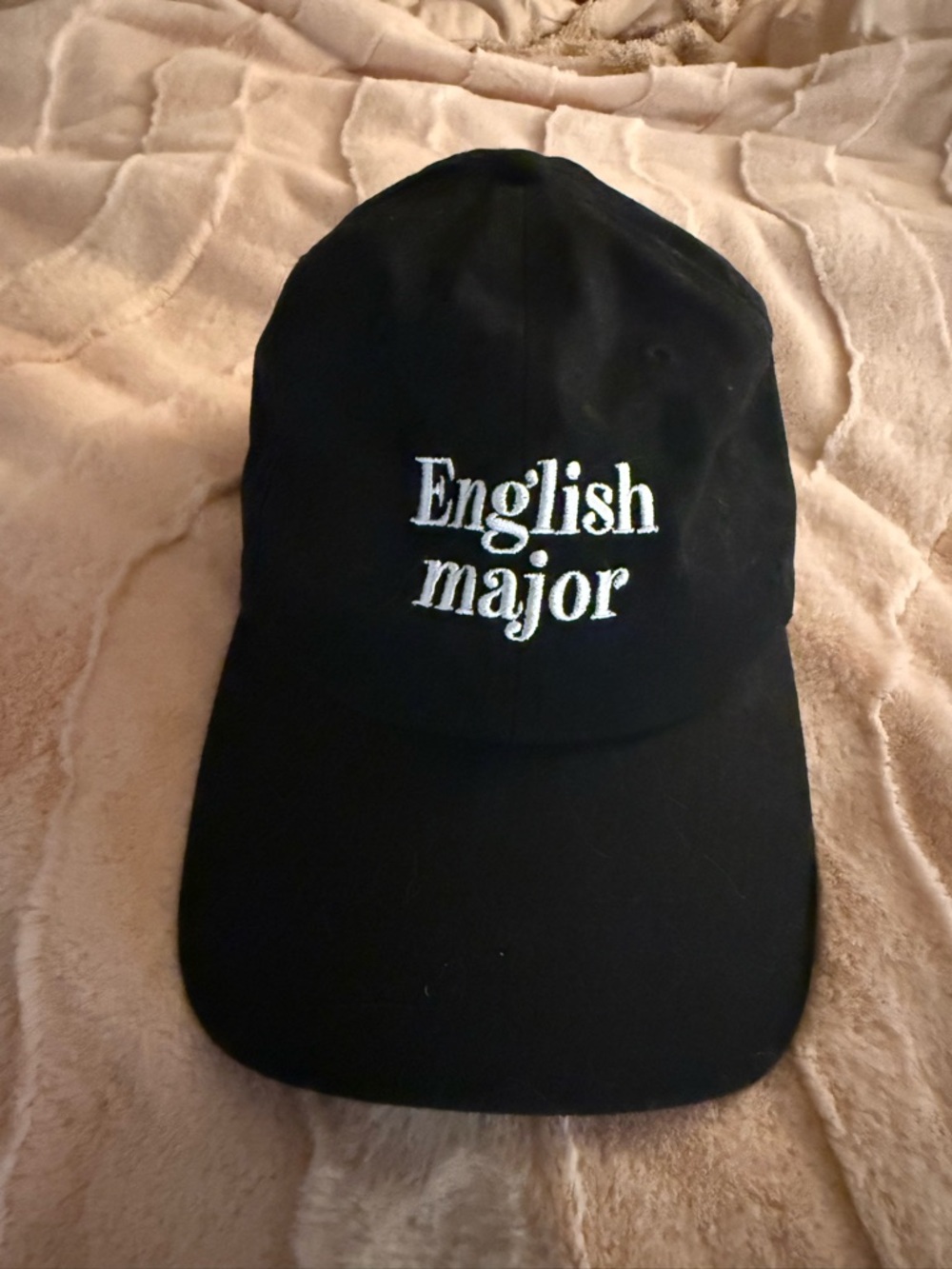 English Major Embroidered Dad Hat - Black with White Text